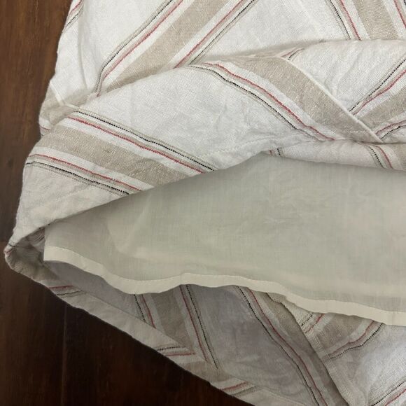 SOFT SURROUNDINGS Equinox Linen Blend Shift Dress in Stripes Ivory/Tan - Picture 6 of 12